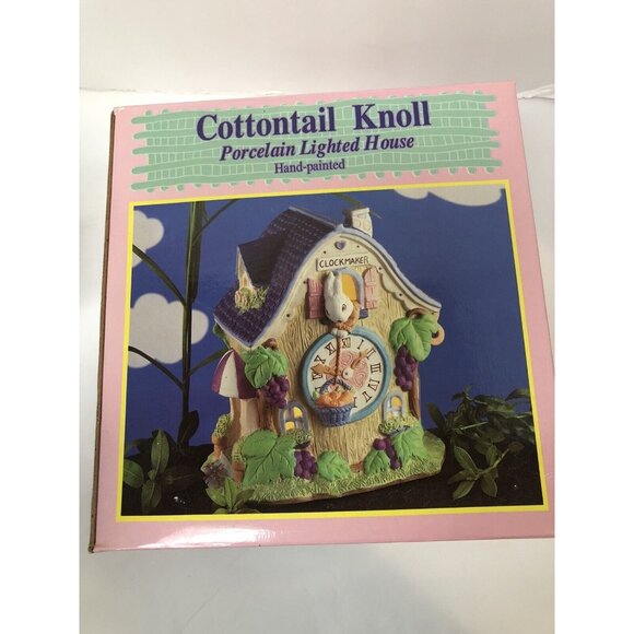 Cottontail Knoll Table Lamp Porcelain Lighted House 6 1/2" x 5 1/2" - Picture 7 of 9